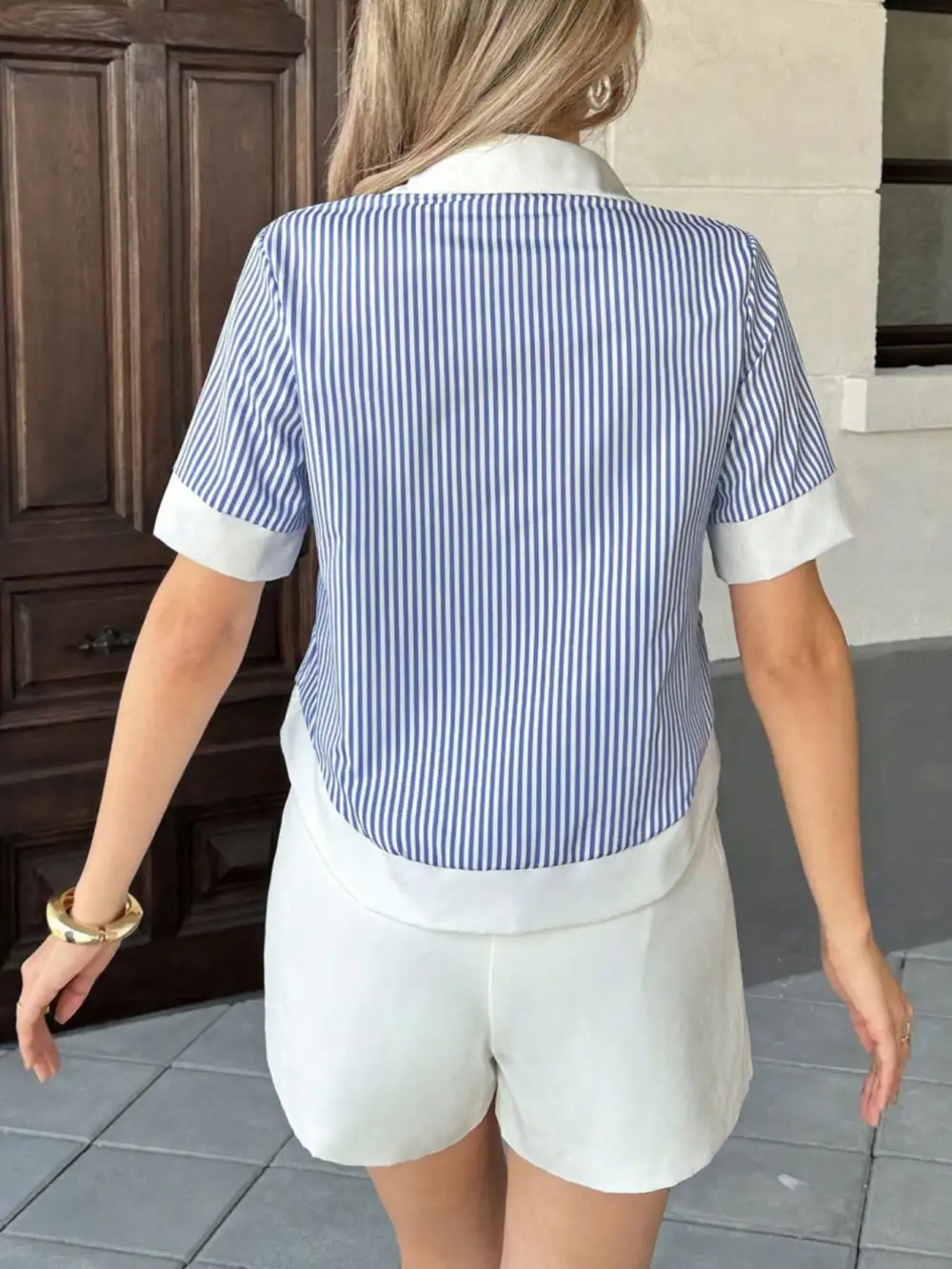 Striped Button Down Short Sleeve Shirt