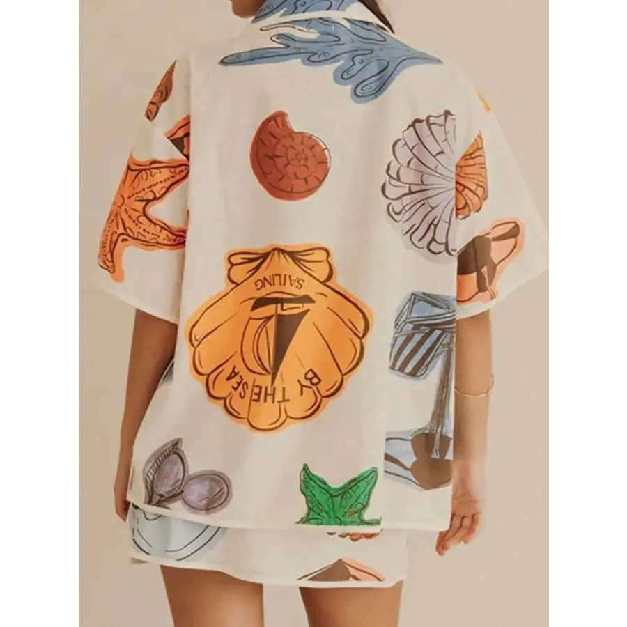 Relaxed Button Up Short Sleeve Shirt and Shorts Set