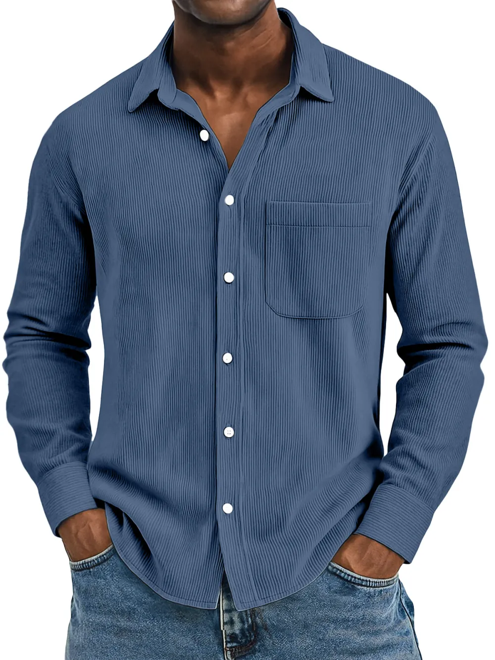 Textured Camp Collar Pocket Shirt