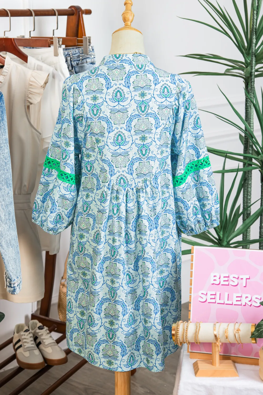 Blue Paisley Patchwork Mini Dress