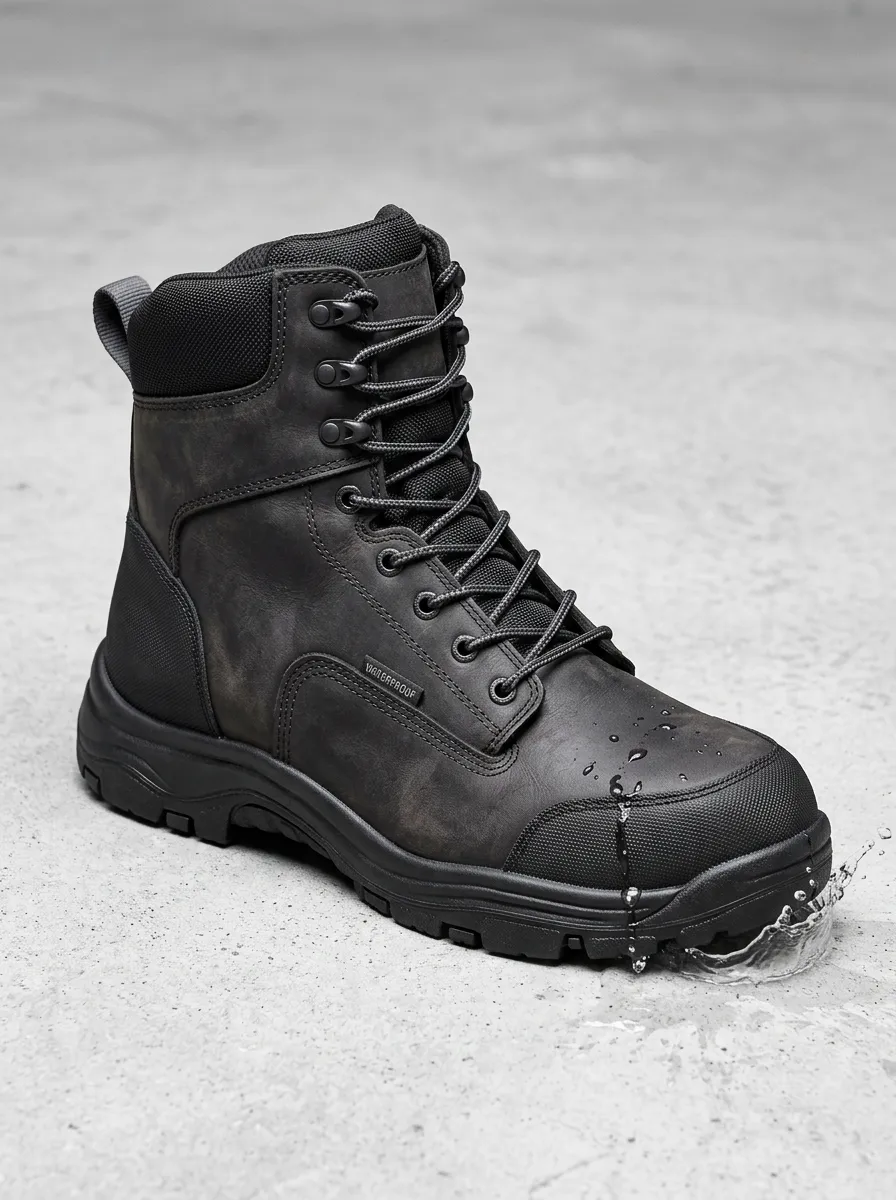 Site-Ready Tactical Leather-Look Men's Waterproof Work Boots
