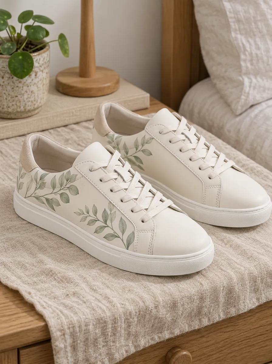 Women's Versatile Botanical Nature Lover Leaves Skate Shoes