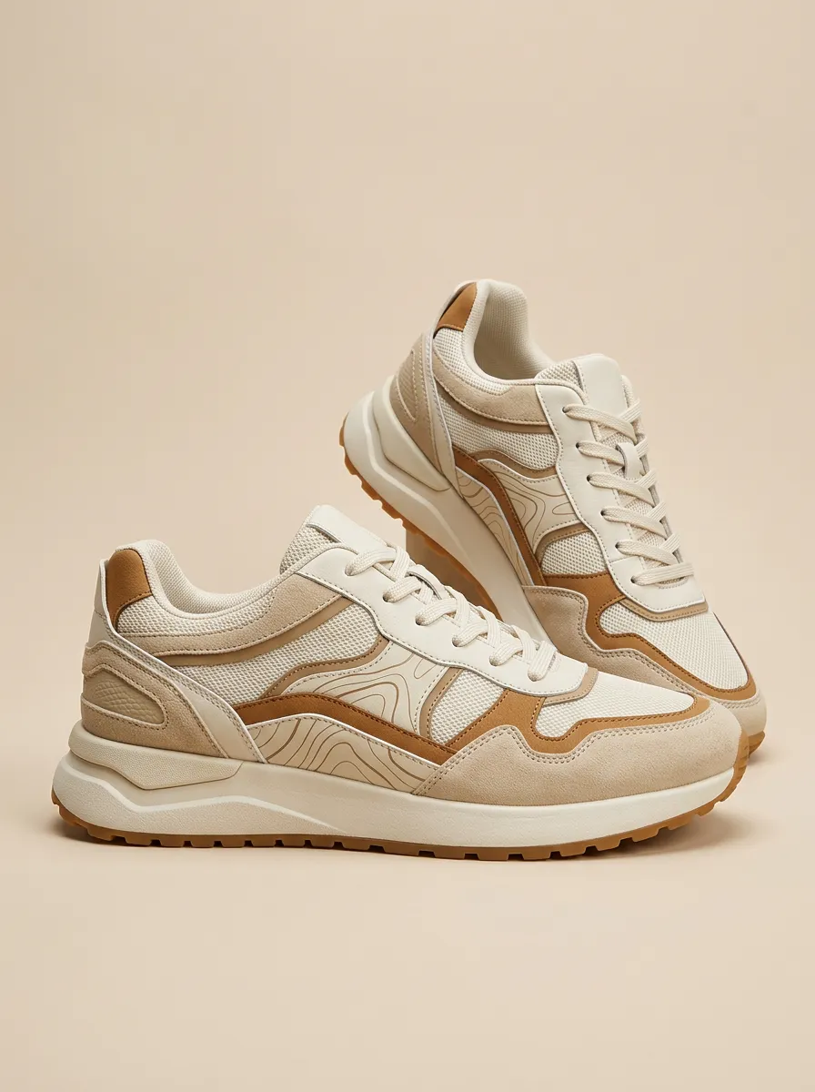 Minimalist Topographic Sculpted-Sole Sneakers