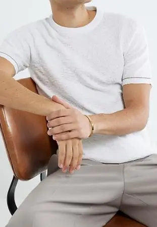 Men's White Slim Fit Checkerboard T-Shirt