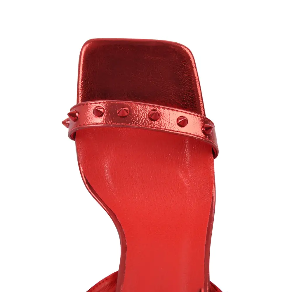 Rivet Ankle Strap Heel Sandals