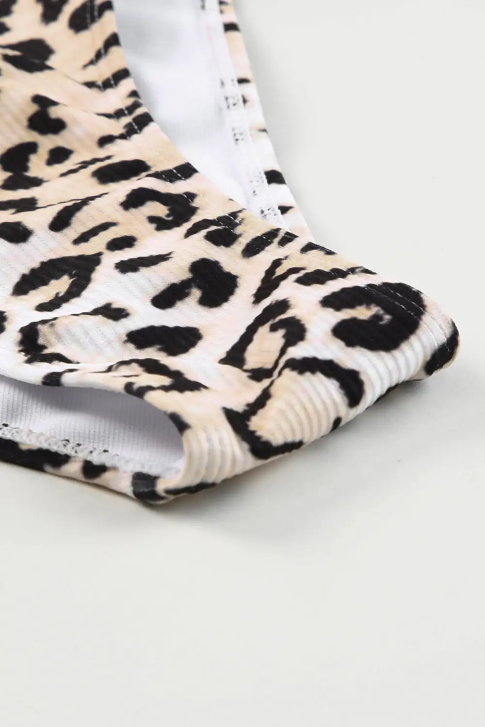 Swimwear Leopard Split V Neck One-piece Swimsuit