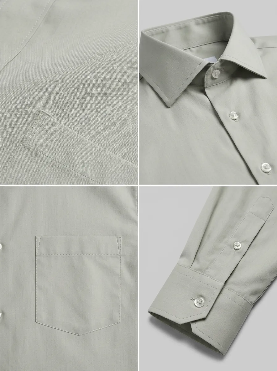 Men's Non-Iron Cotton Solid Color Long Sleeve Dress Shirt