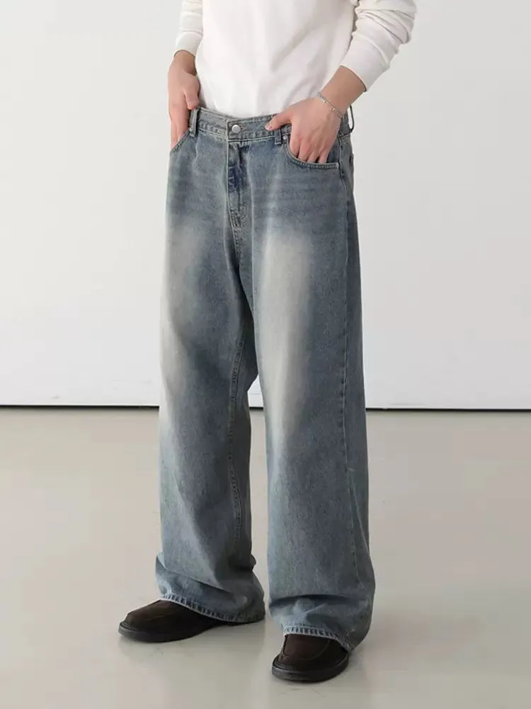Faded Wash Wide Leg Jeans