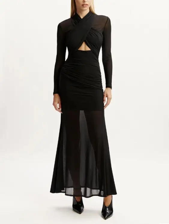 Wrap Mesh Maxi Dress