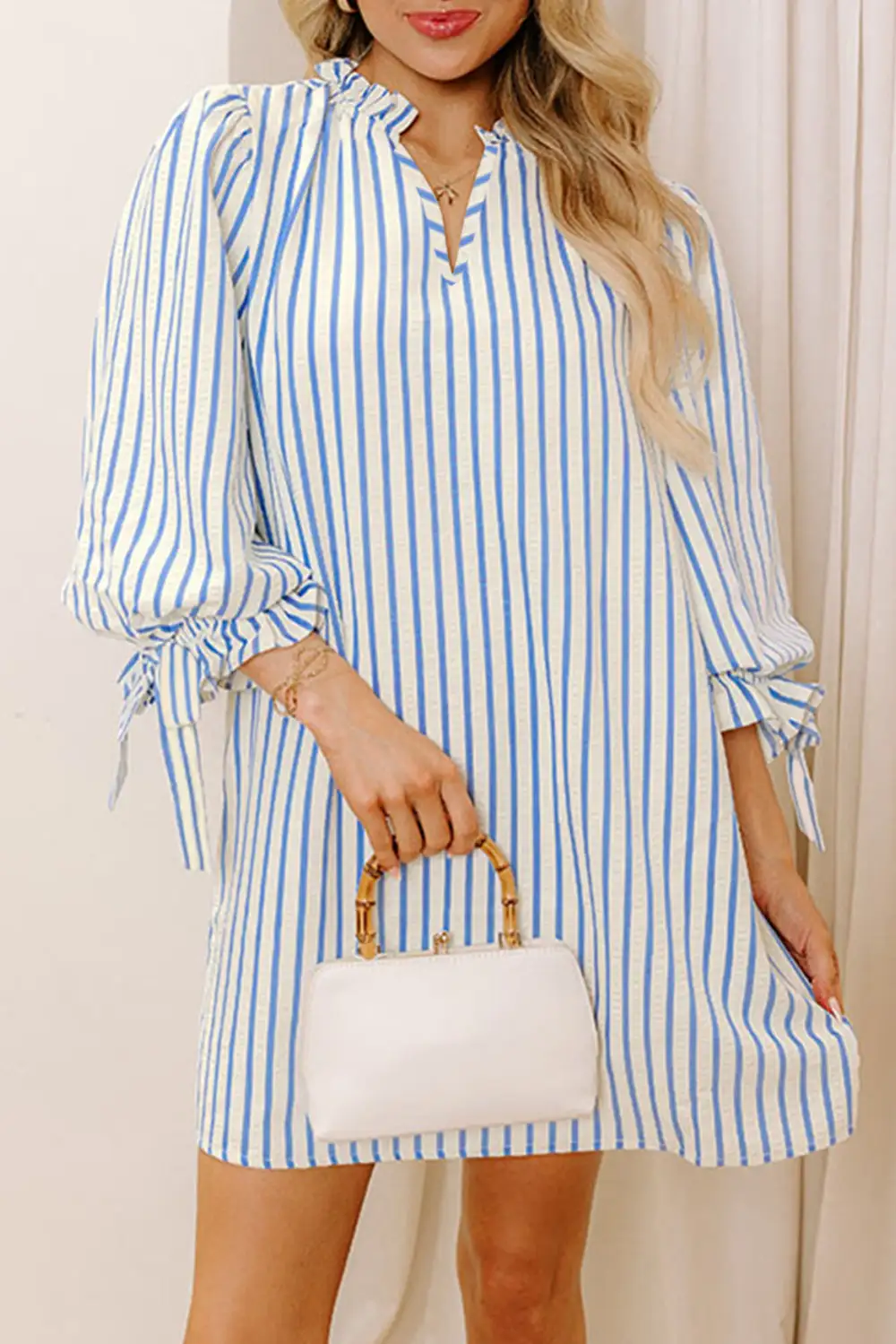 Striped Tie Detail Shift Mini Dress