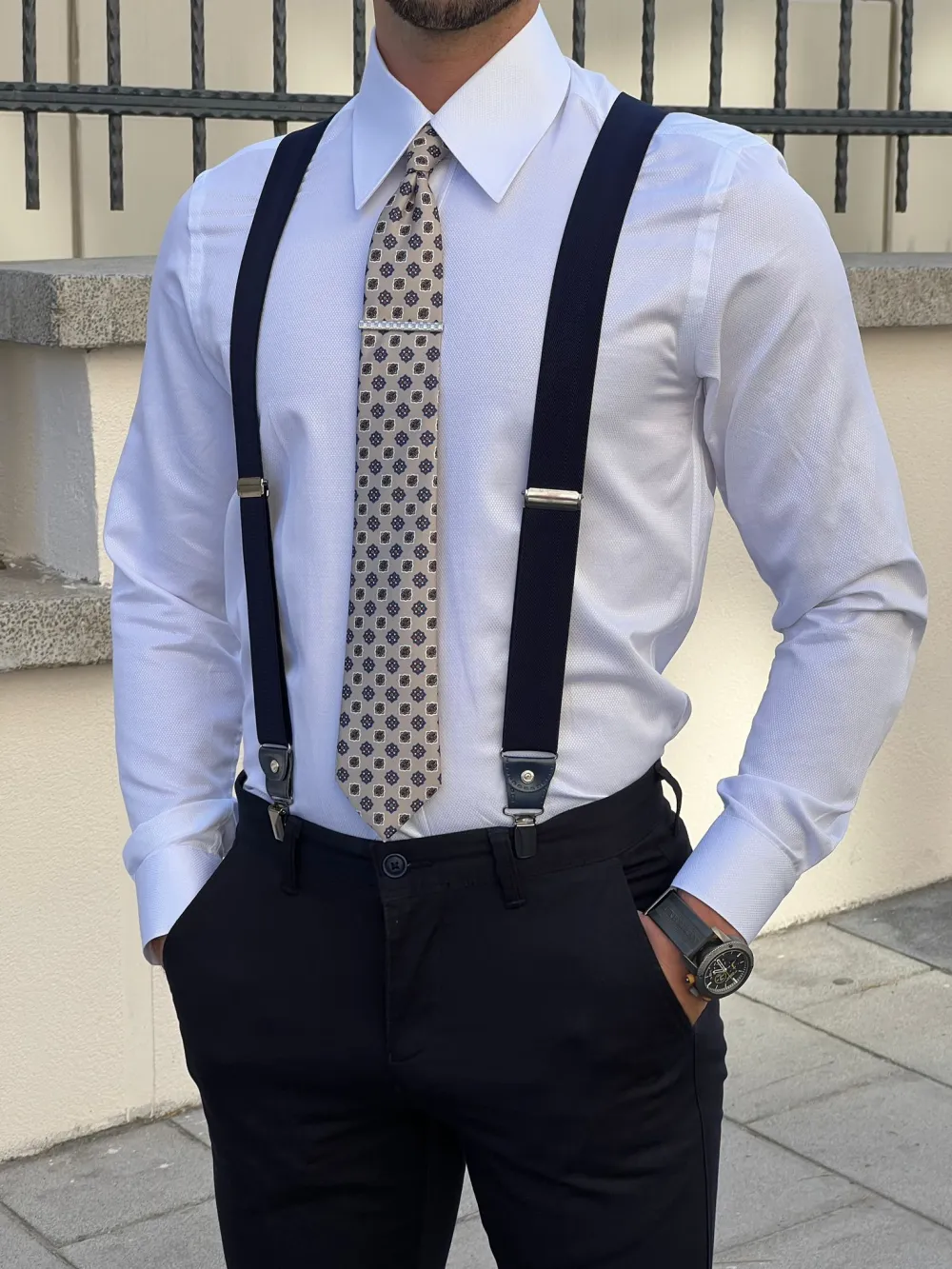 Polished Side Pocket Slim Fit Tailored Trousers