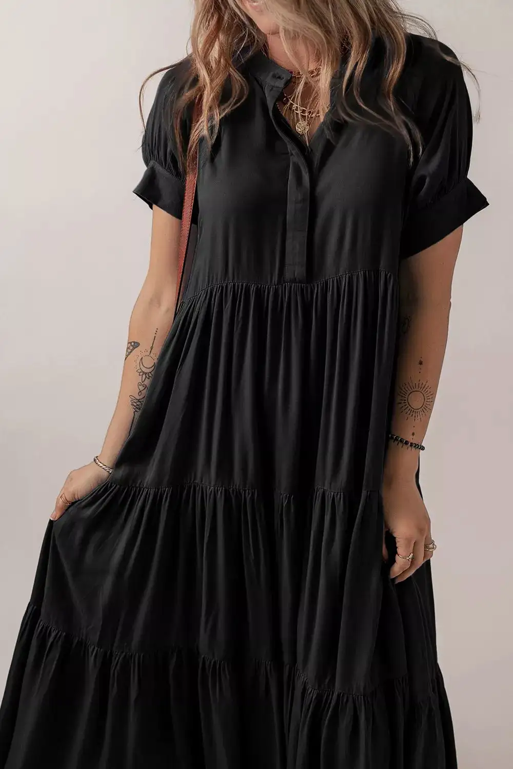 Tiered Ruffle Short Sleeve Casual Dress