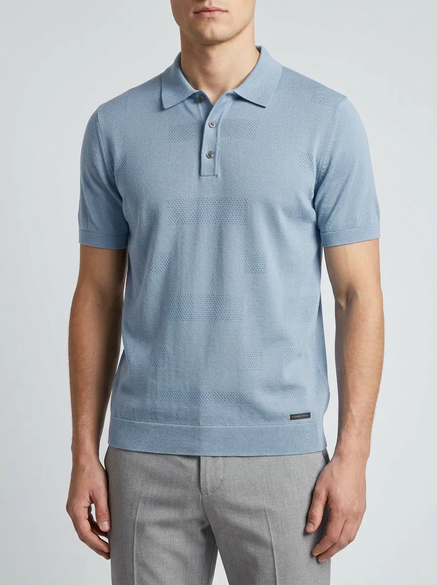 Business-Casual Geometric Men's Polo Shirt