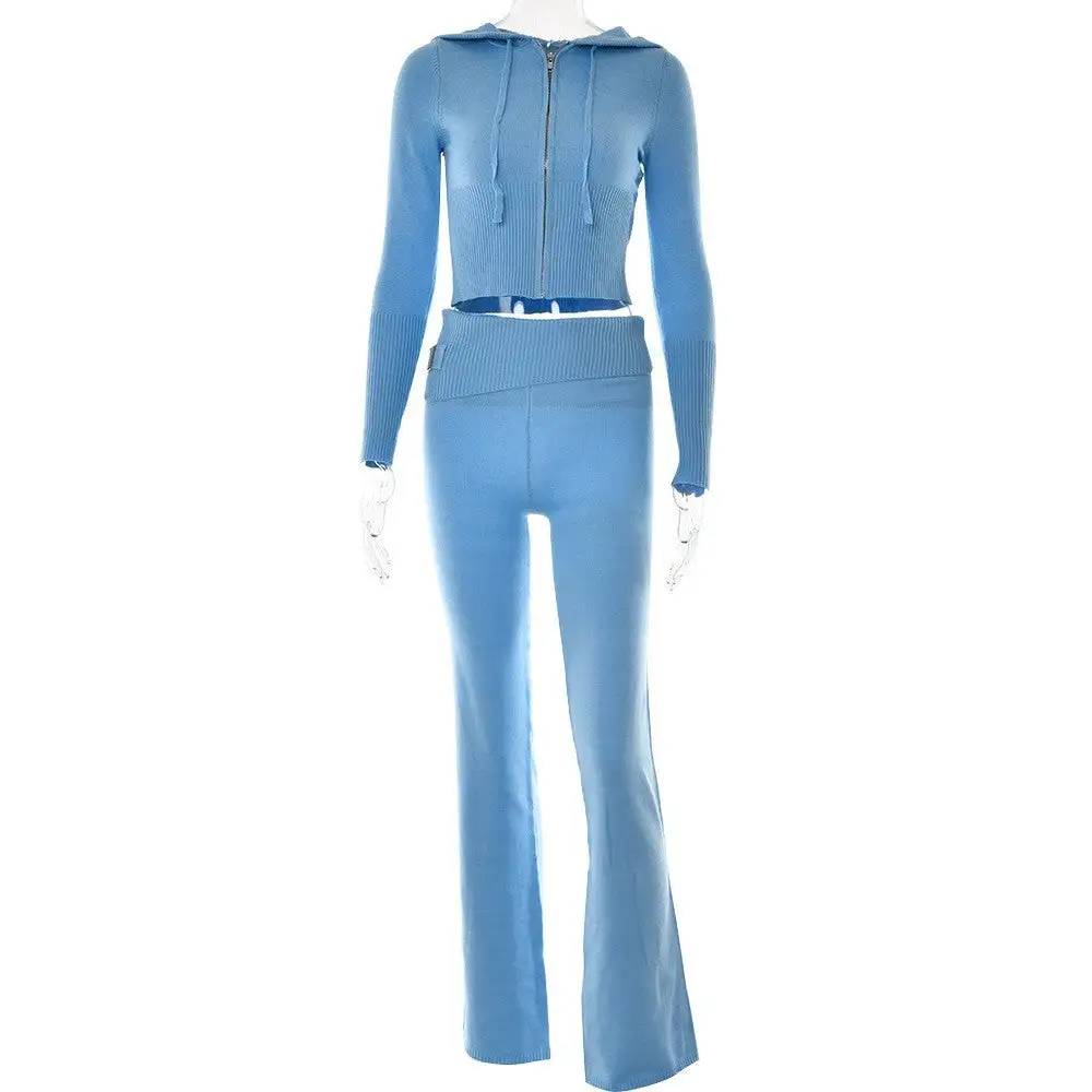 Sporty Zipper-Front Hooded High-Waist Jumpsuit