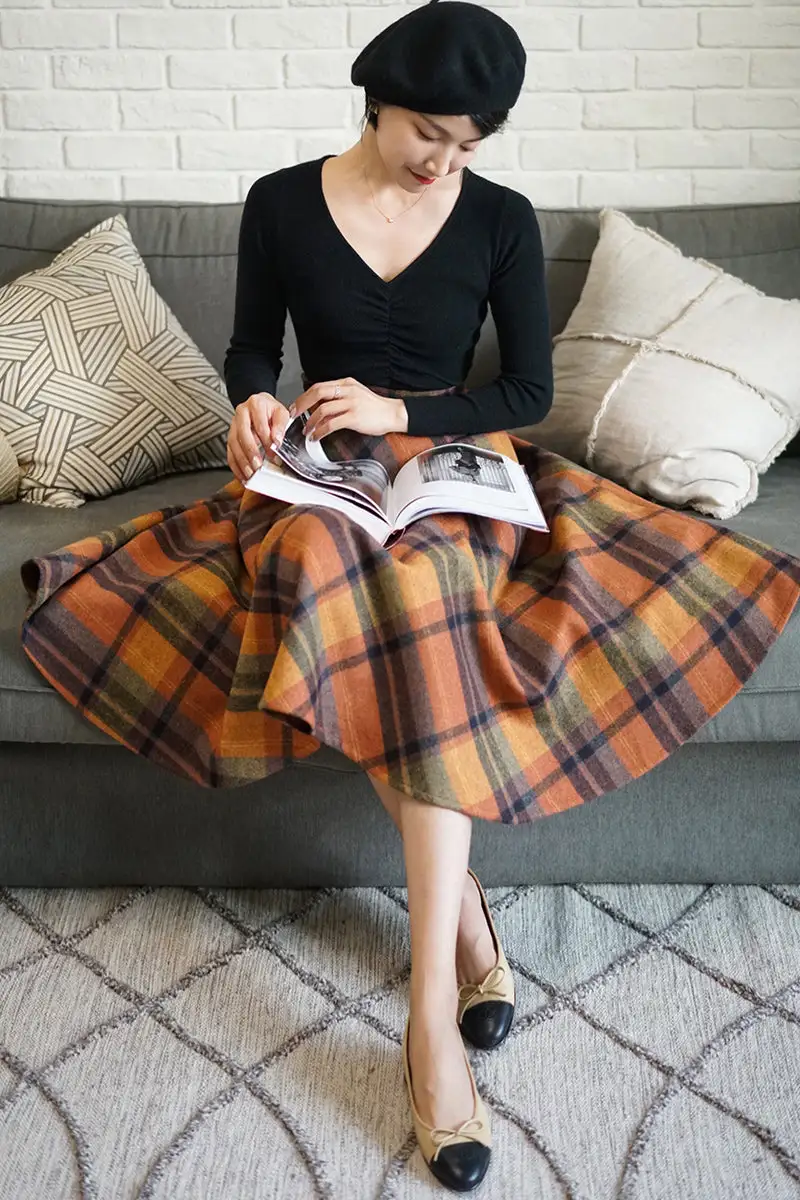 Urban Campus Everyday Casual Plaid Skirt