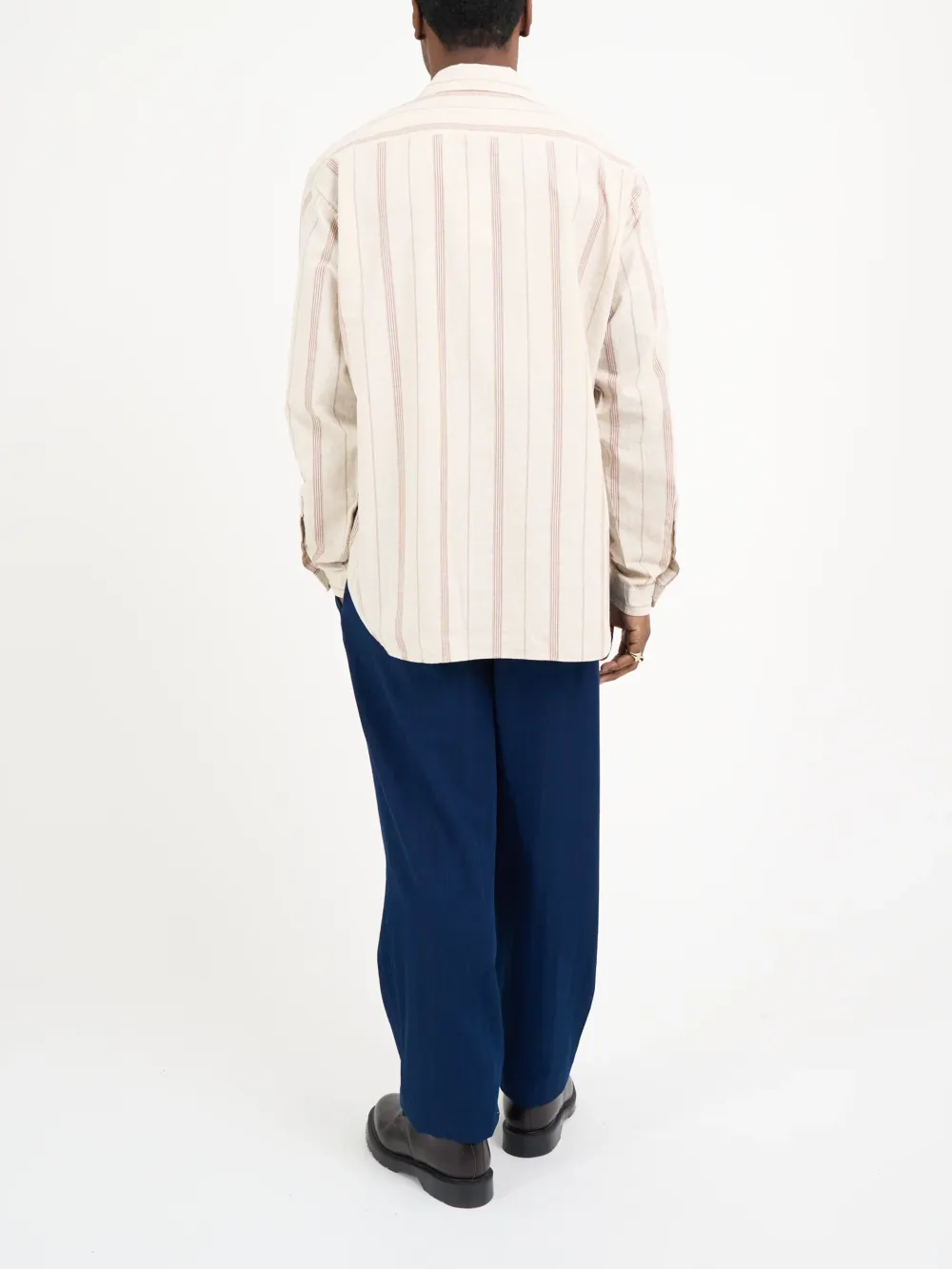 Cream  Oversized Striped Cotton Shirt