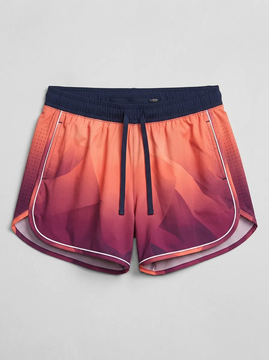Women's Athletic Fitness Gradient Geometric Printed Running Shorts