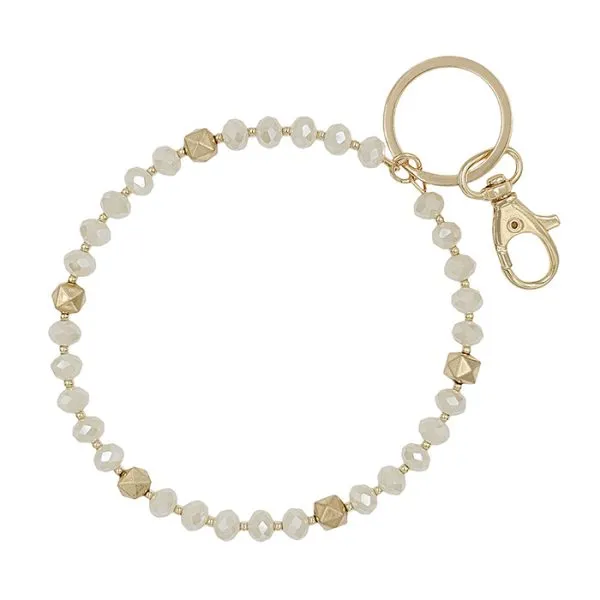 Polished Faceted Crystal Accent Keychain