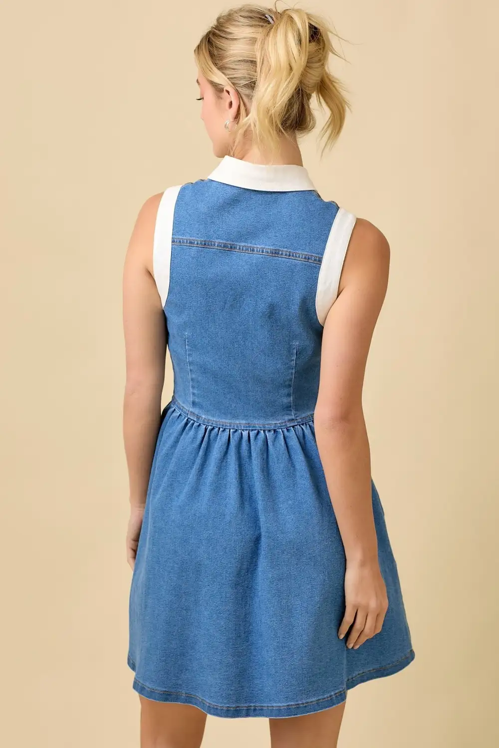 Signature Button Front Denim Mini Dress