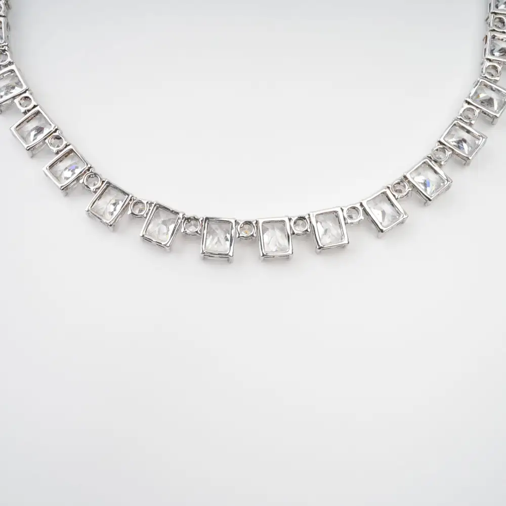Silver Tone Crystal Embellished Necklace