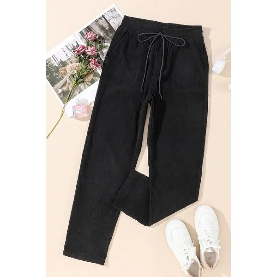 Classic Drawstring Straight Pants with Pockets