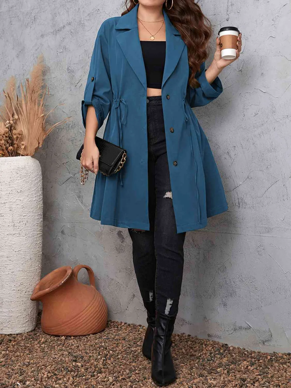 Nina'S Plus Size Lapel Collar