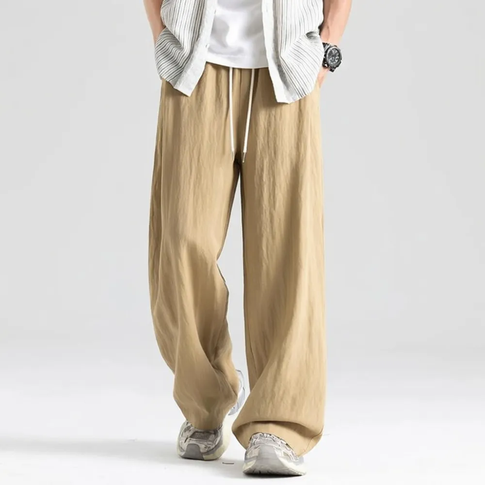 Men's Lightweight Tencel-Linen Summer Casual Trousers – Wide-Leg Straight-Cut Loose-Fit 