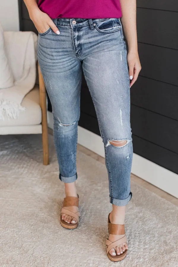 High-Rise Skinny Distressed Jeans