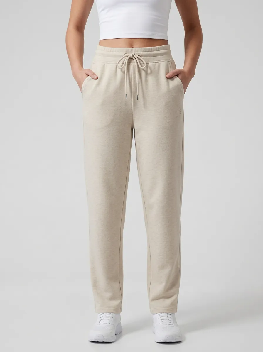 Women's Casual Minimalist Beige Solid Color Drawstring Sweatpants