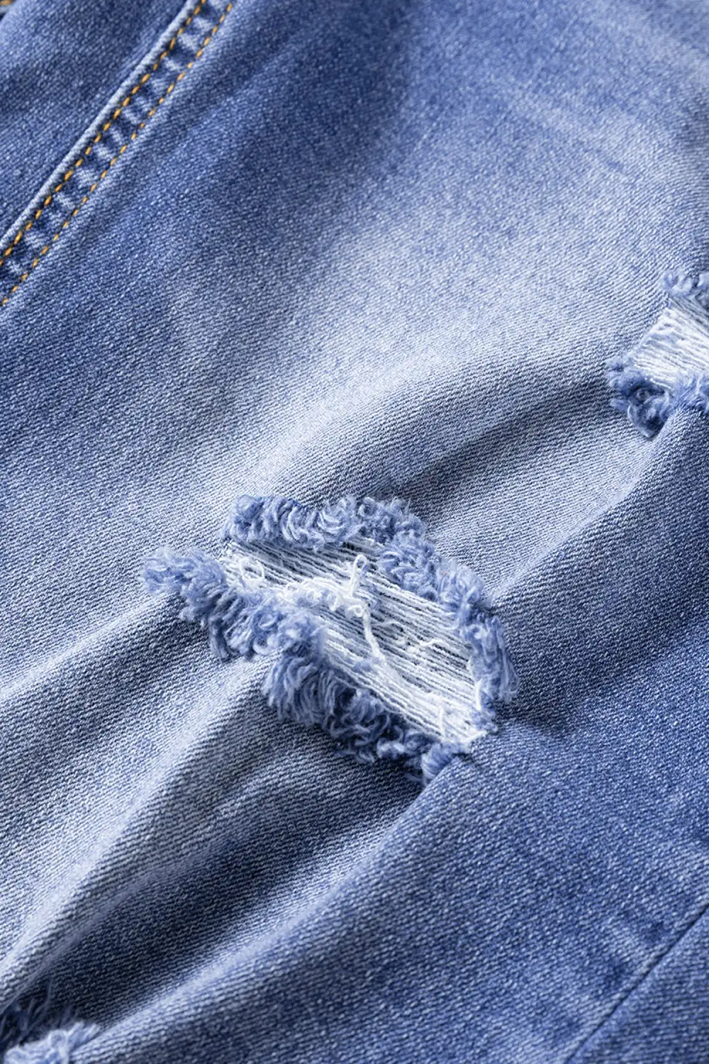 Mid Rise Straight Leg Distressed Denim Jeans