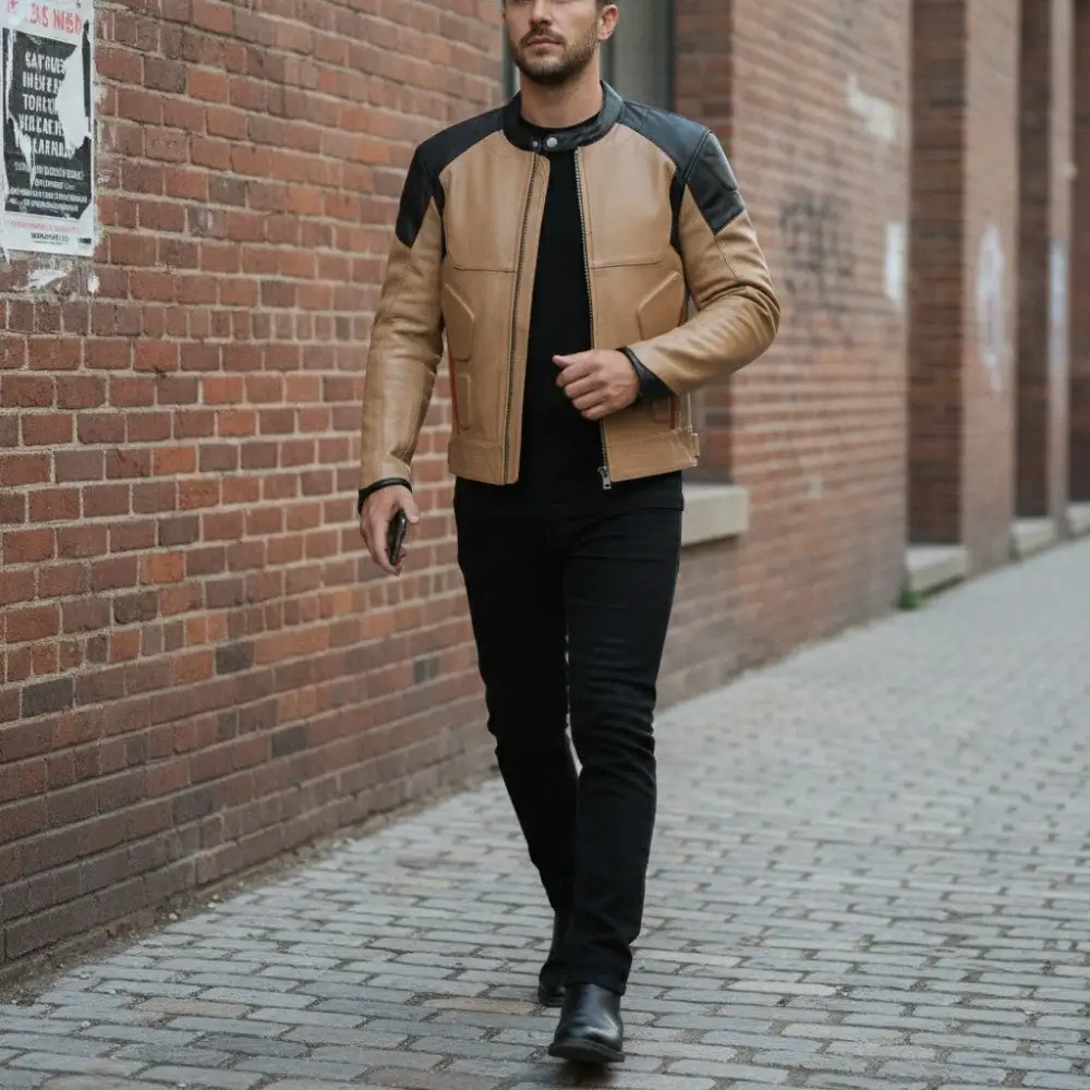 Classic Cowhide Biker Racing Motorcycle Jacket
