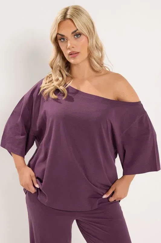 Purple Off Shoulder Tee