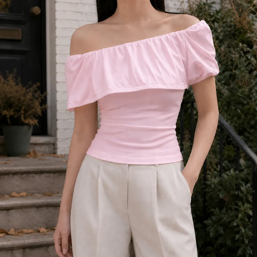 Ruffled Cotton-Blend Top