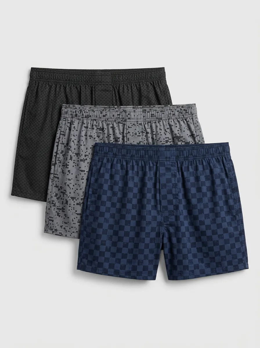 Everyday Camo Plaid Geometric Boxer Set