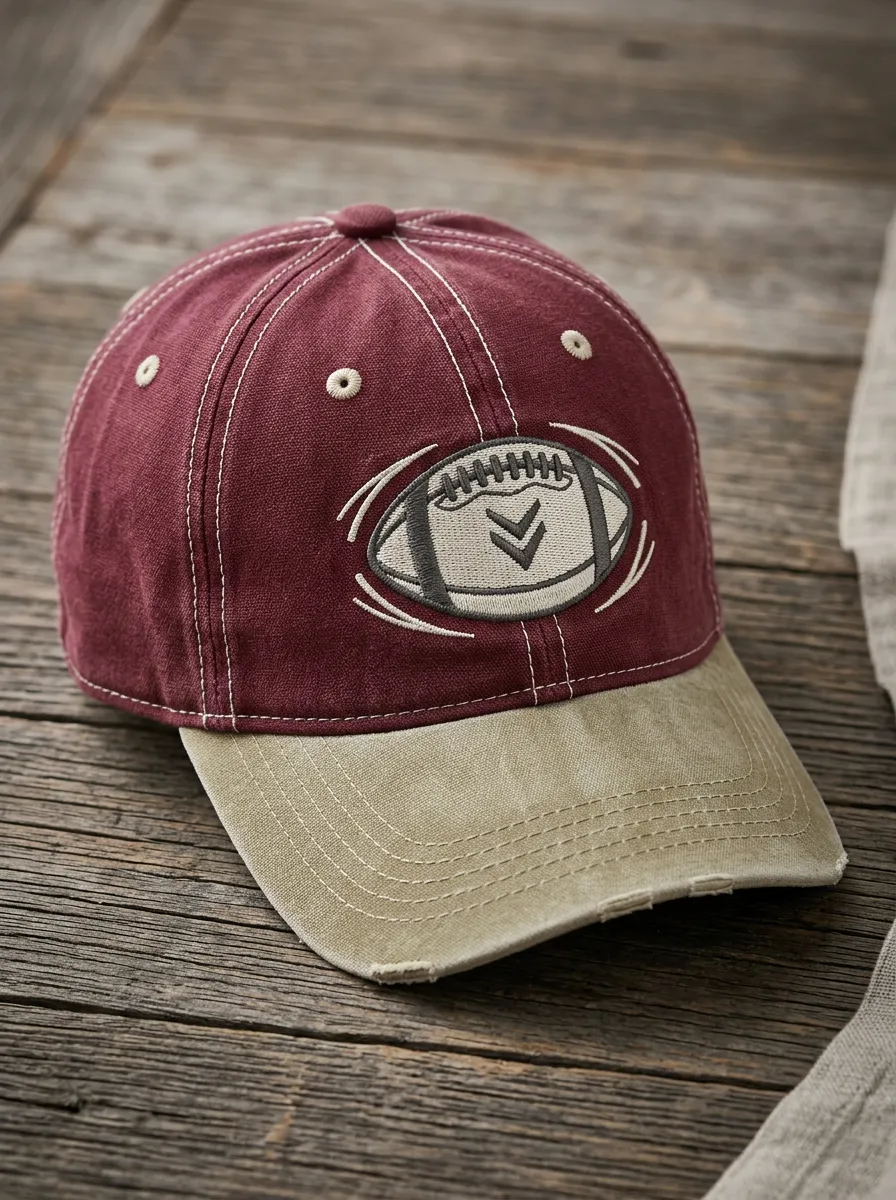 Unisex American Football Lover Embroidered Rugby Ball Distressed Baseball Cap