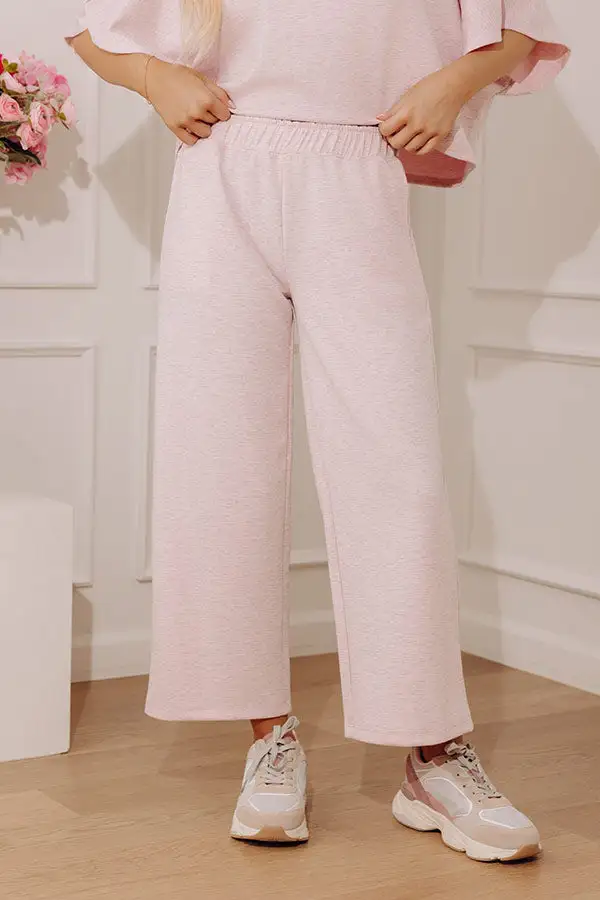 Mid Rise Relaxed Scuba Knit Modal Blend Elastic Waist Pants