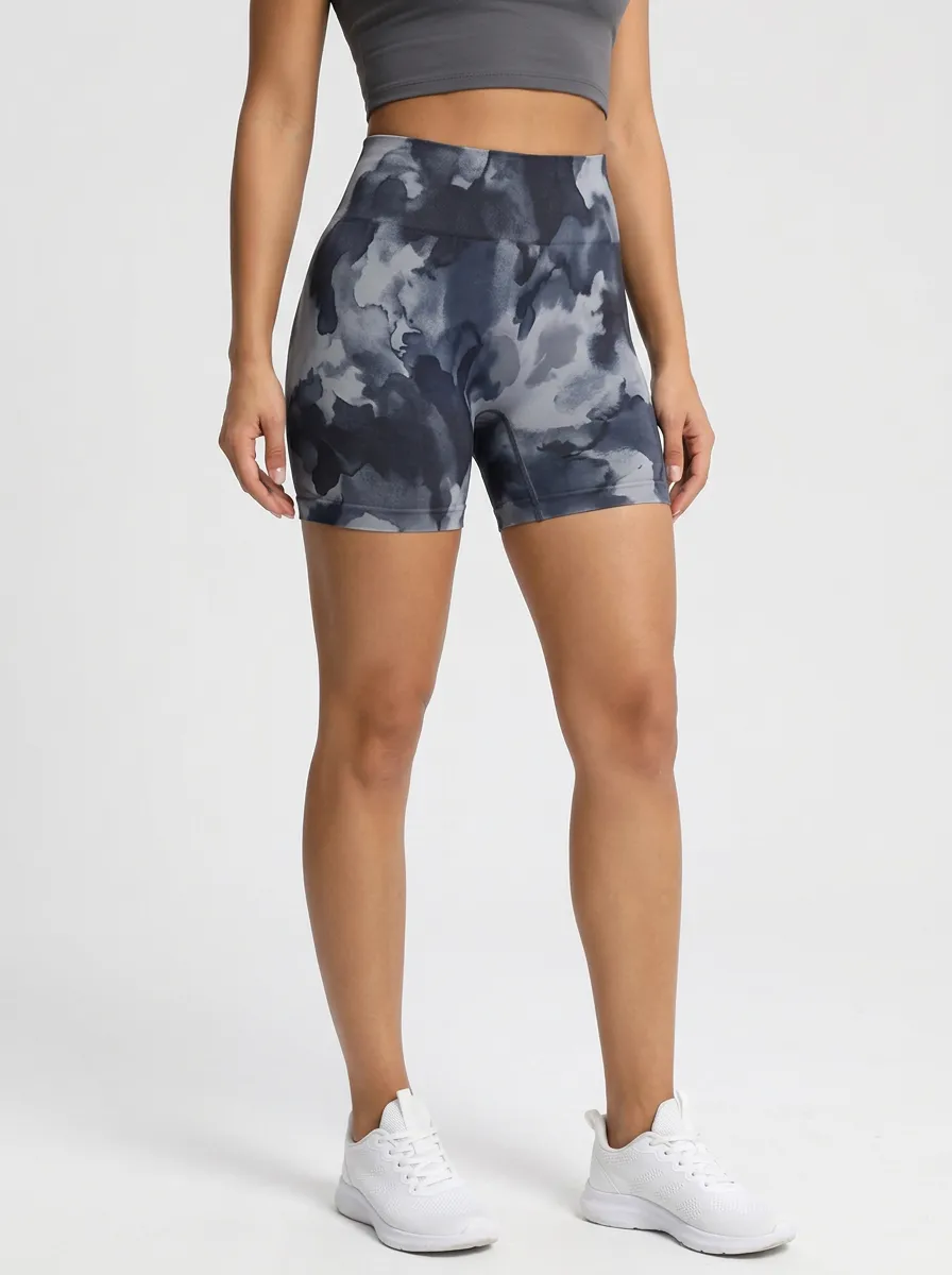Women's Abstract-Print High-Rise Athletic Shorts