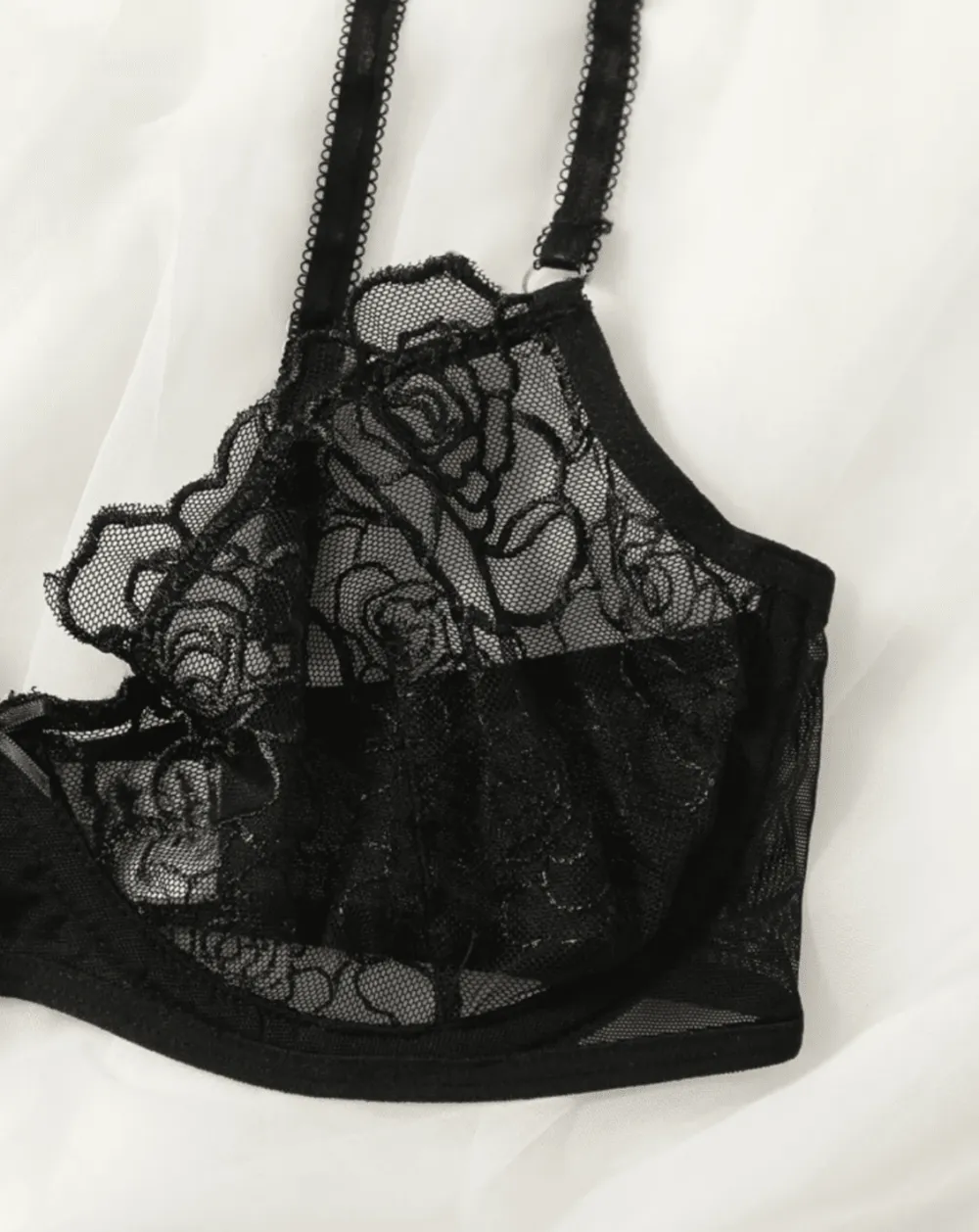 Rose Embroidered Lingerie Set