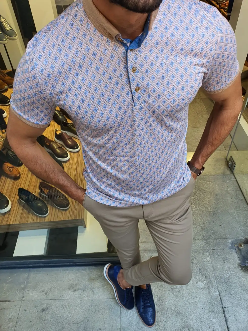 Button Collar Slim Fit Cotton Polo Shirt