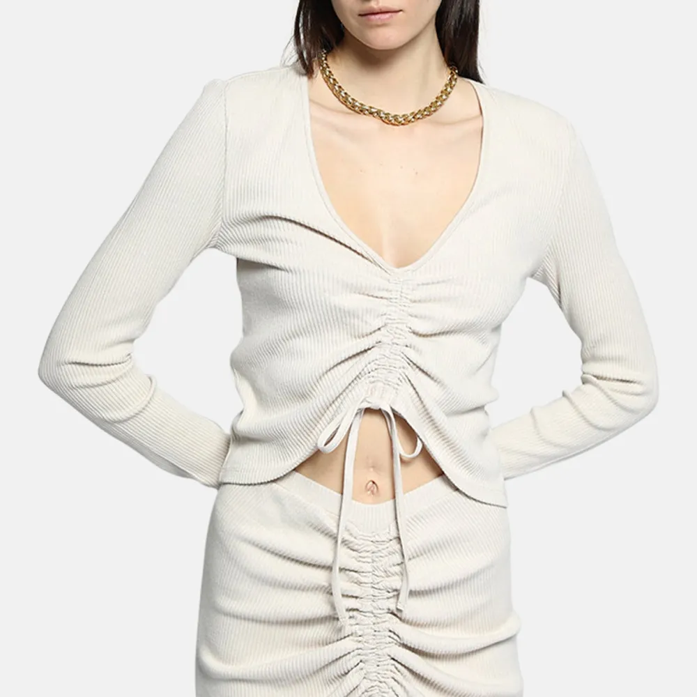 Long Sleeve Ribbed Cropped Long Sleeve Top