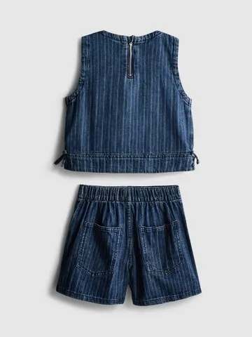 7-15yrs | Stripe Denim Sleeveless Top and Shorts Set