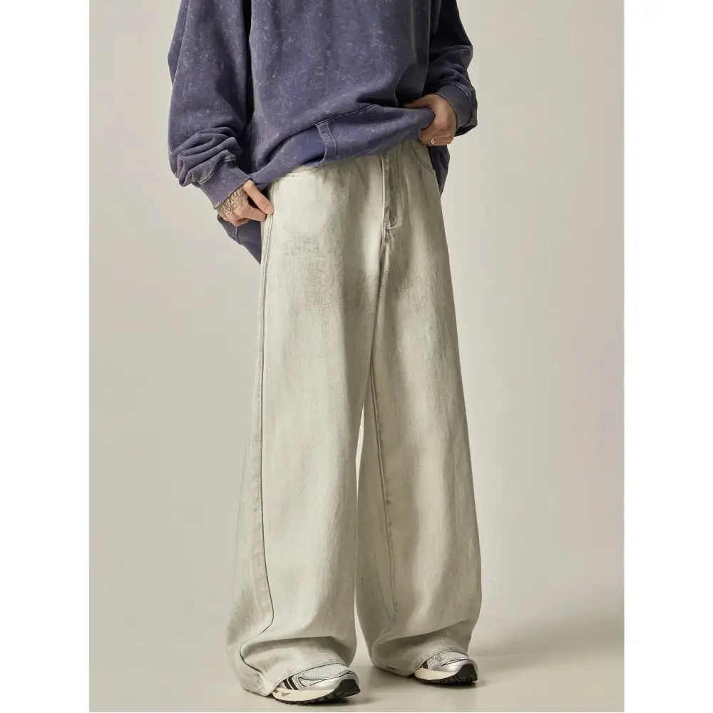 Linen-Blend Wide-Leg Jeans