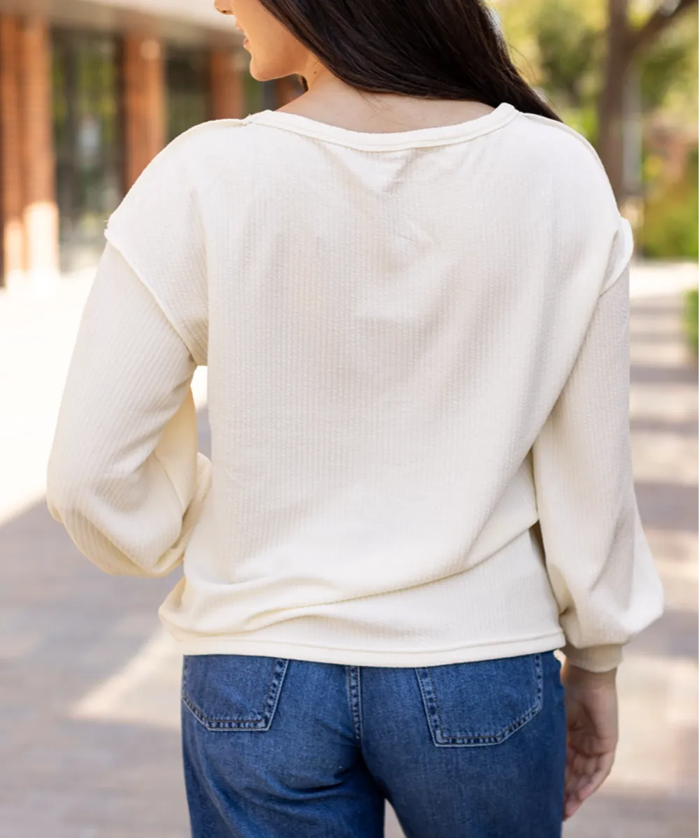 Women's Knit Corded Patchwork Top