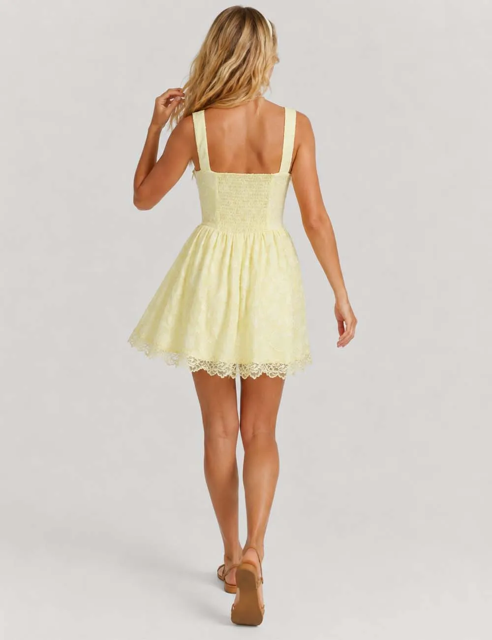 Lace Square Neck Sleeveless Mini Dress