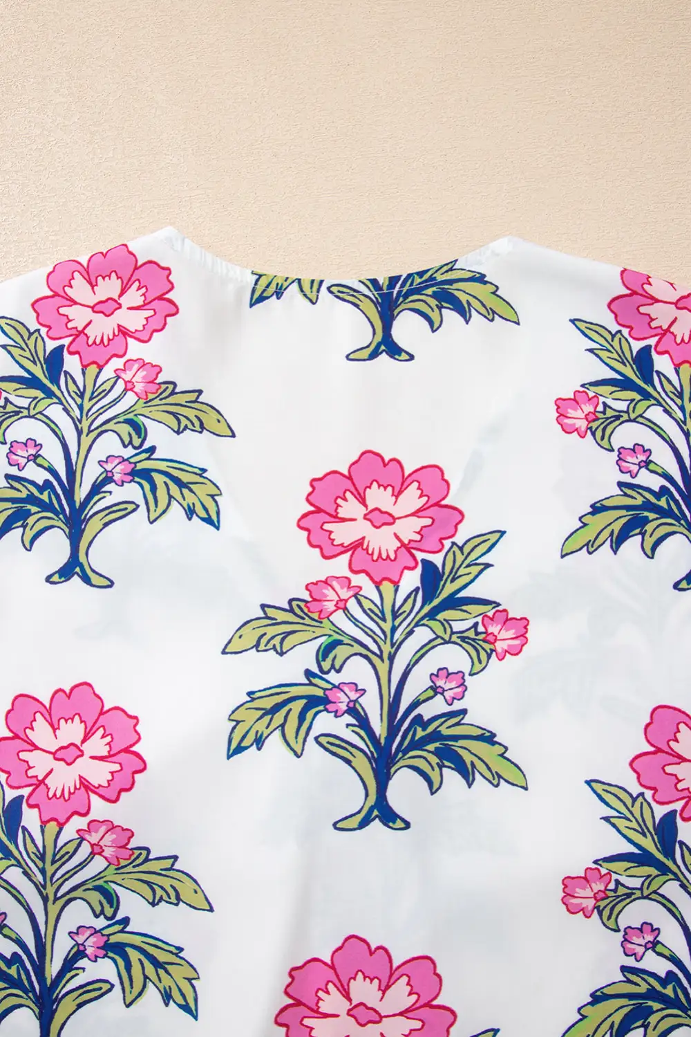 Striped Floral Tie Detail Blouse