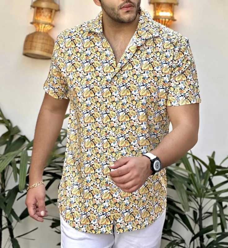 Yellow Floral Rayon Shirt