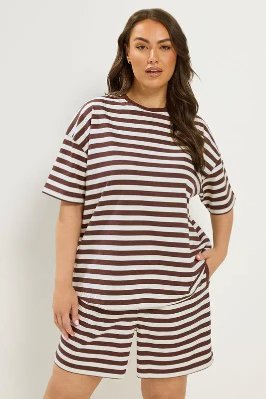 Brown Stripe T-Shirt & Shorts Co-ord