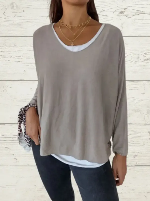 Women's Casual Solid Color Tops and Cami Two-piece Set