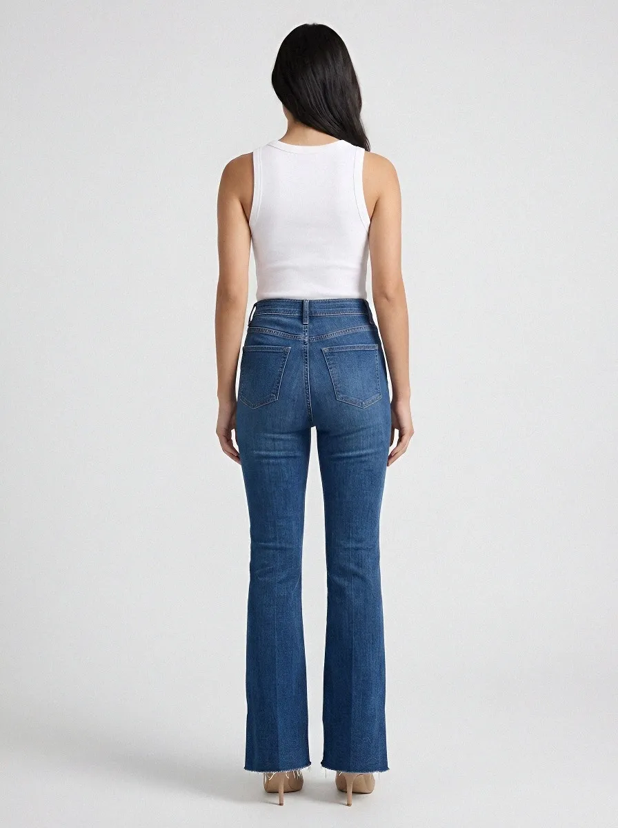 High-Waist Split-Hem Women's High-Waist Stretch Flare Jeans