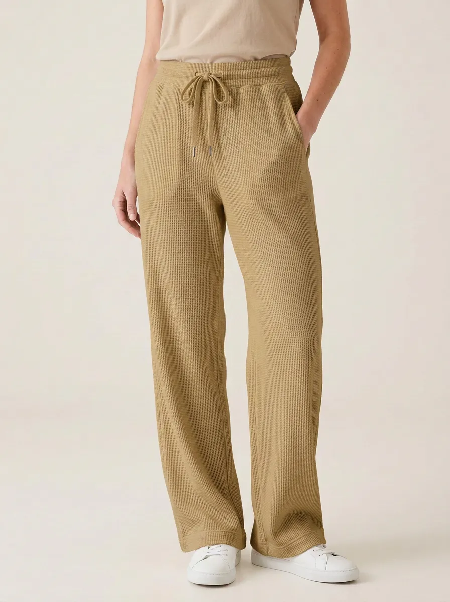 Women's Casual Waffle Knit Drawstring Lounge Pants